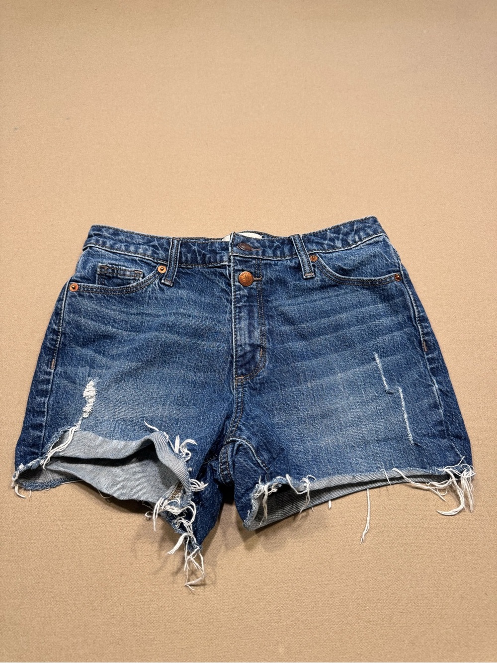 Universal Thread Women 2/26 Dark Wash Distressed Vintage Midi Denim Jean Shorts